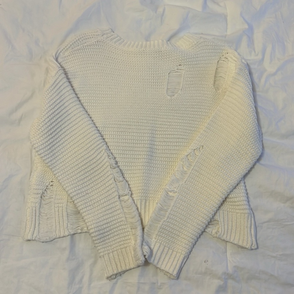 Solution Distressed Cropped Sweater - image 7